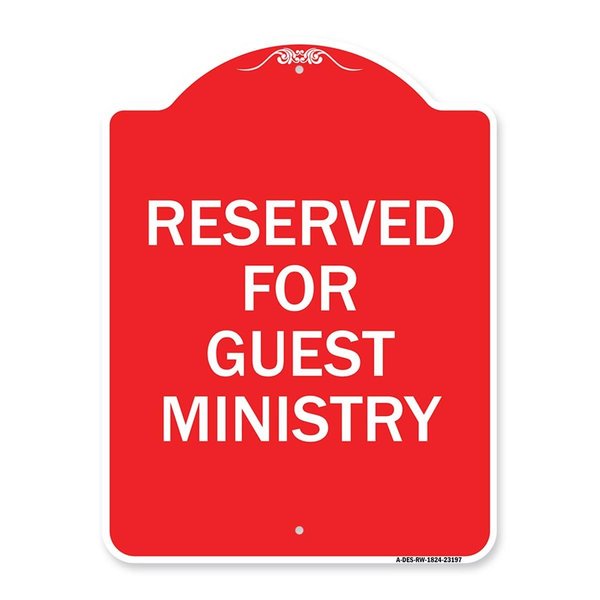Amistad 18 x 24 in. Designer Series Sign - Reserved for Guest Ministry, Red & White AM2066312